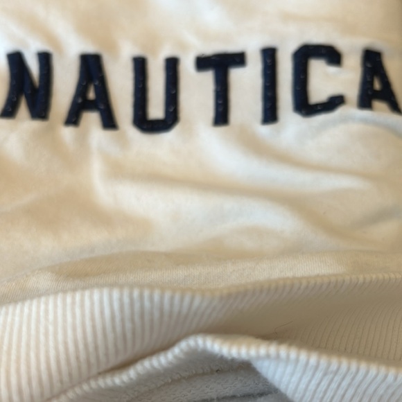 White Nautical Sweatshirt with Dark Blue Accent - Picture 5 of 5